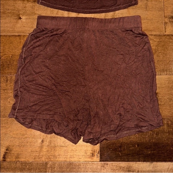 SKIMS SLEEP HENLEY DRESS + SLEEP SHORT BUNDLE COCOA XS - Picture 11 of 13